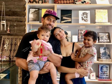 Adam Rodriguez with his wife and kids